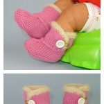 Baby Fur Trim One Button Booties Free Knitting Pattern