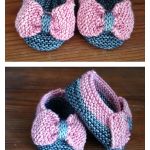 Baby Slippers with Bow Free Knitting Pattern