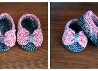 Baby Slippers with Bow Free Knitting Pattern