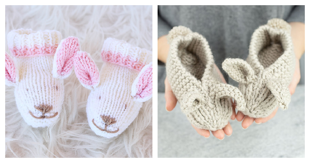 Bunny Hop Thrummed Bunny Slippers Free Knitting Pattern