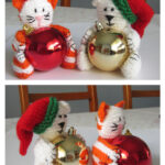 Christmas Bear & Cat Baubles Free Knitting Pattern