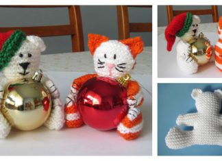 Christmas Bear & Cat Baubles Free Knitting Pattern