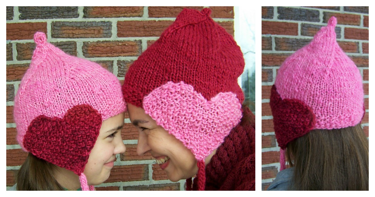 Matching Hearts Hat Free Knitting Pattern