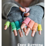 Mitaines Rainbow Fingerless Gloves Free Knitting Pattern