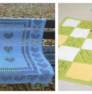 Sweet Hearts Baby Blanket Knitting Pattern Free and Paid