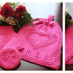 Two Hearts as One Kitchen Hanging Hand Towel Free Knitting Pattern
