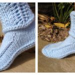 Slipper Boots with Lace Cuff Free Knitting Pattern