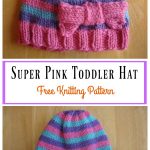 Super Pink Toddler Hat with Bow Free Knitting Pattern