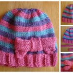 Super Pink Toddler Hat with Bow Free Knitting Pattern