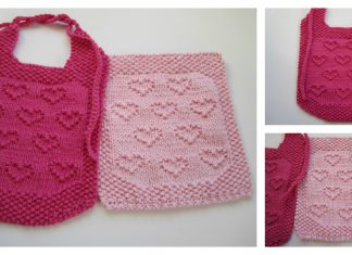 Sweet Heart Bib and Cloth Free Knitting Pattern