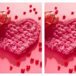 Woven Heart Shaped Coaster Free Knitting Pattern