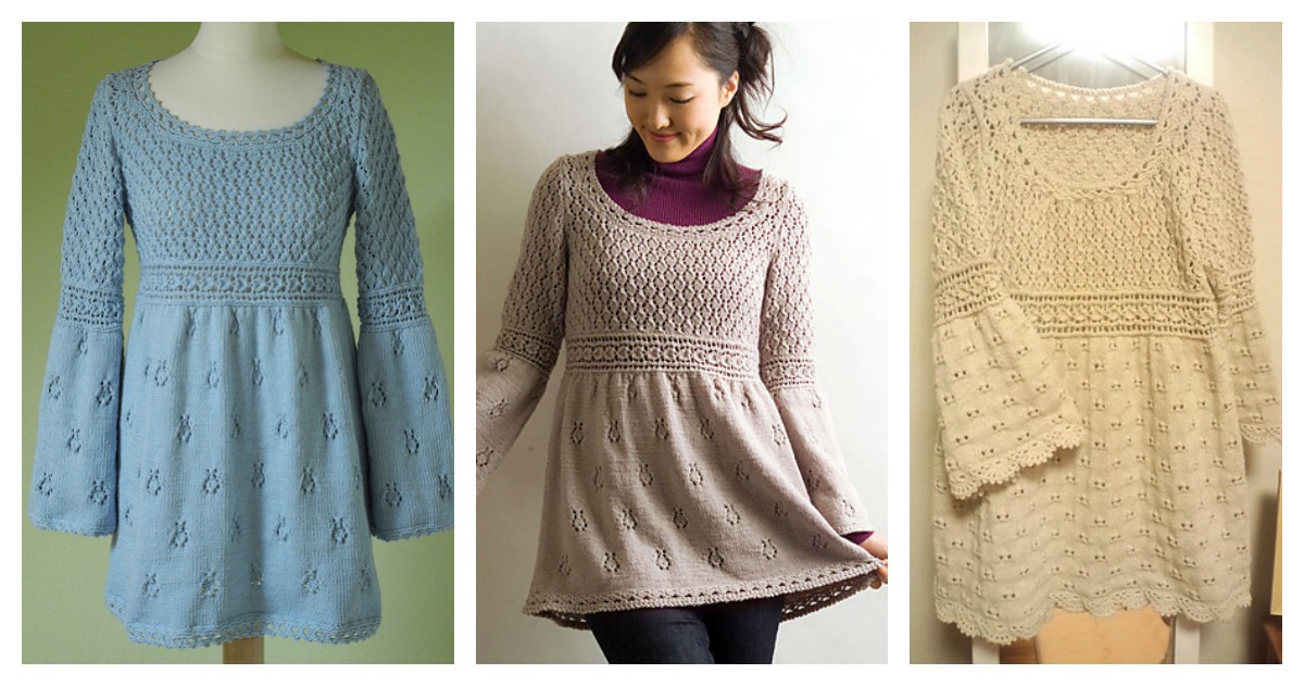 Empire Waist Pullover Sweater Free Knitting Pattern