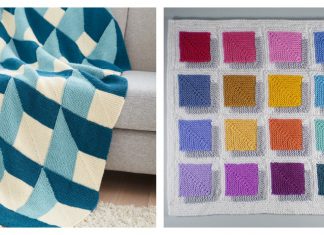 3D Illusion Shadow Squares Free Knitting Pattern