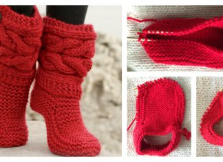 Cable Slippers Free Knitting Pattern and Video Tutorial