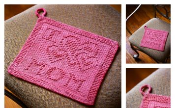 Love Mom Washcloth Free Knitting Pattern