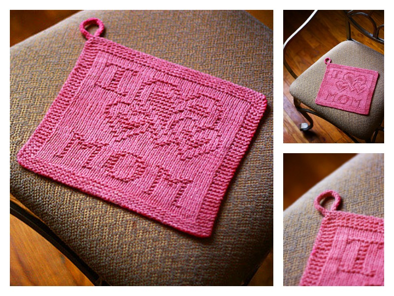 Love Mom Washcloth Free Knitting Pattern