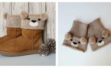 Teddy Bear Boot Toppers Free Knitting Pattern
