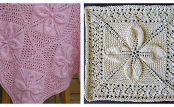 Leaf Motifs Afghan Baby Blanket Free Knitting Pattern