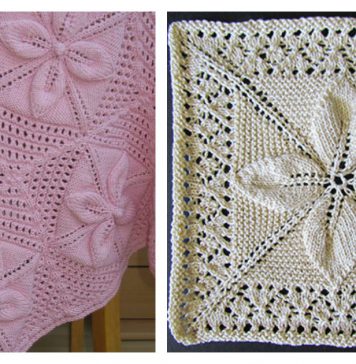 Leaf Motifs Afghan Baby Blanket Free Knitting Pattern