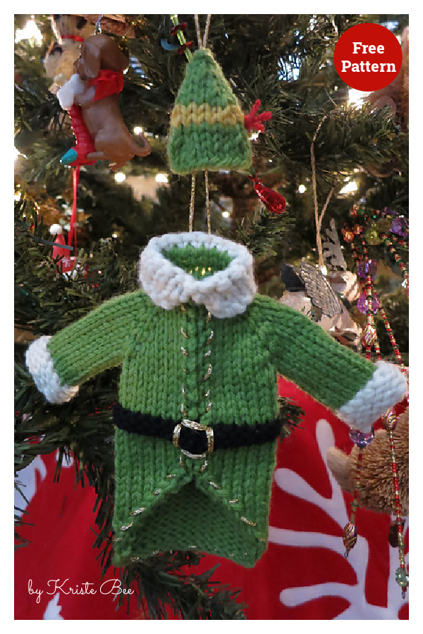 Elf Sweater Ornament Free Knitting Pattern