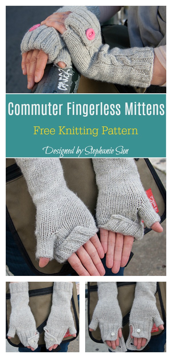 Commuter Fingerless Mittens Free Knitting Pattern