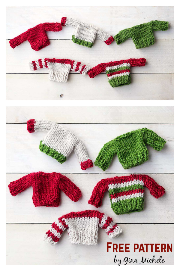 Elf Sweater Ornament Free Knitting Pattern