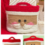 Jolly Santa Basket Free Knitting Pattern