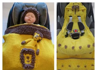 Animal Hooded Baby Car Seat Blanket Knitting Pattern