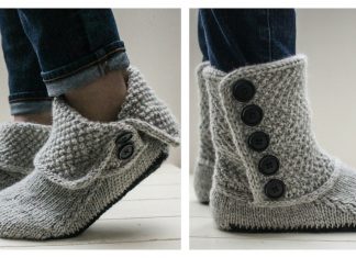 Button Slipper Boots Knitting Pattern