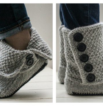 Button Slipper Boots Knitting Pattern