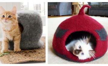 Cat Felt Cave House Free Knitting Pattern