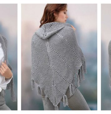 Hoodie Shawl Free Knitting Pattern