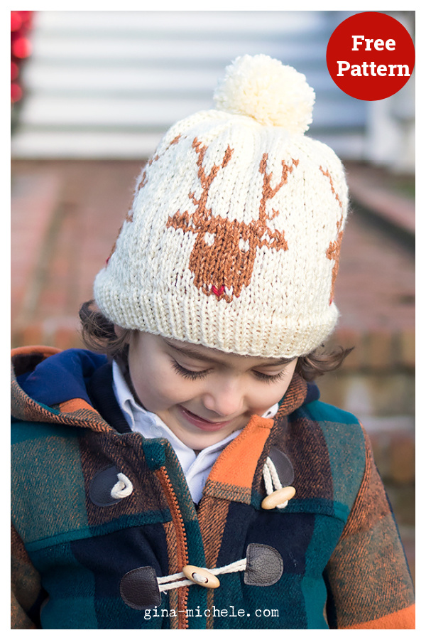 Reindeer Hat Free Knitting Pattern