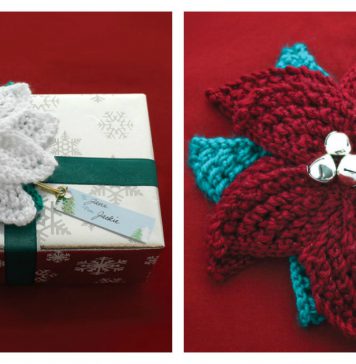 Poinsettia Gift Topper Free Knitting Pattern