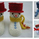 Snowman Baby Booties Knitting Pattern