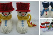 Snowman Baby Booties Knitting Pattern