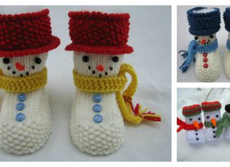Snowman Baby Booties Knitting Pattern