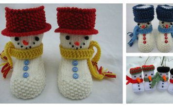 Snowman Baby Booties Knitting Pattern