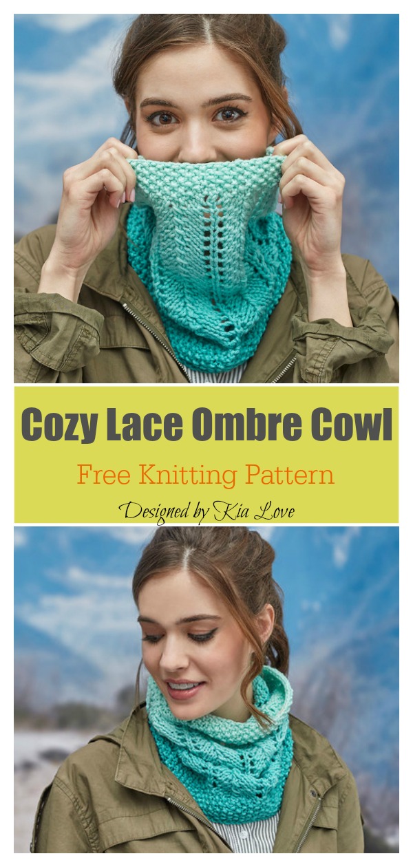 Cozy Lace Ombre Cowl Free Knitting Pattern