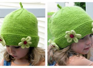 Daisy Beanie Hat Free Knitting Pattern