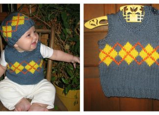 Baby Argyle Vest and Hat Free Knitting Pattern