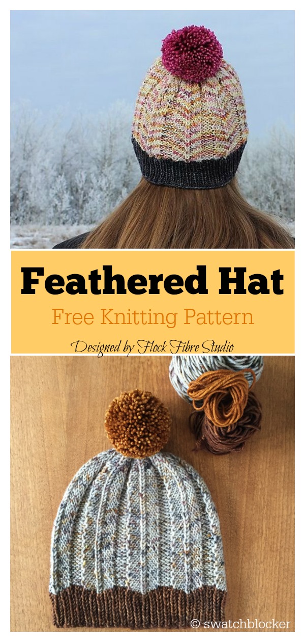 Feathered Hat Free Knitting Pattern