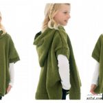 Girl Hooded Poncho Free Knitting Pattern