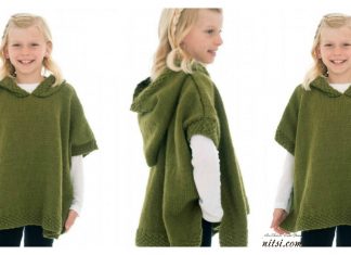 Girl Hooded Poncho Free Knitting Pattern