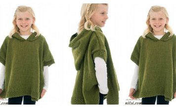 Girl Hooded Poncho Free Knitting Pattern