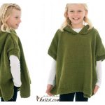 Girl Hooded Poncho Free Knitting Pattern