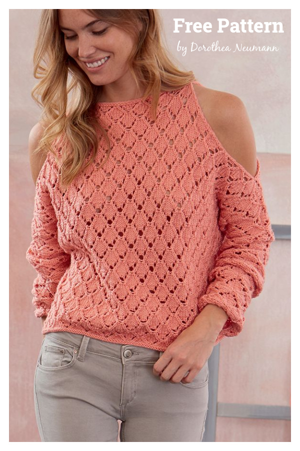 Lace Cold Shoulder Pullover Free Knitting Pattern