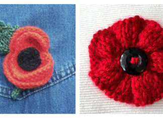 Poppy Brooch Free Knitting Pattern