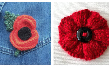 Poppy Brooch Free Knitting Pattern