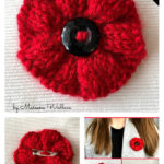 Ribbed Poppy Brooch Free Knitting Pattern